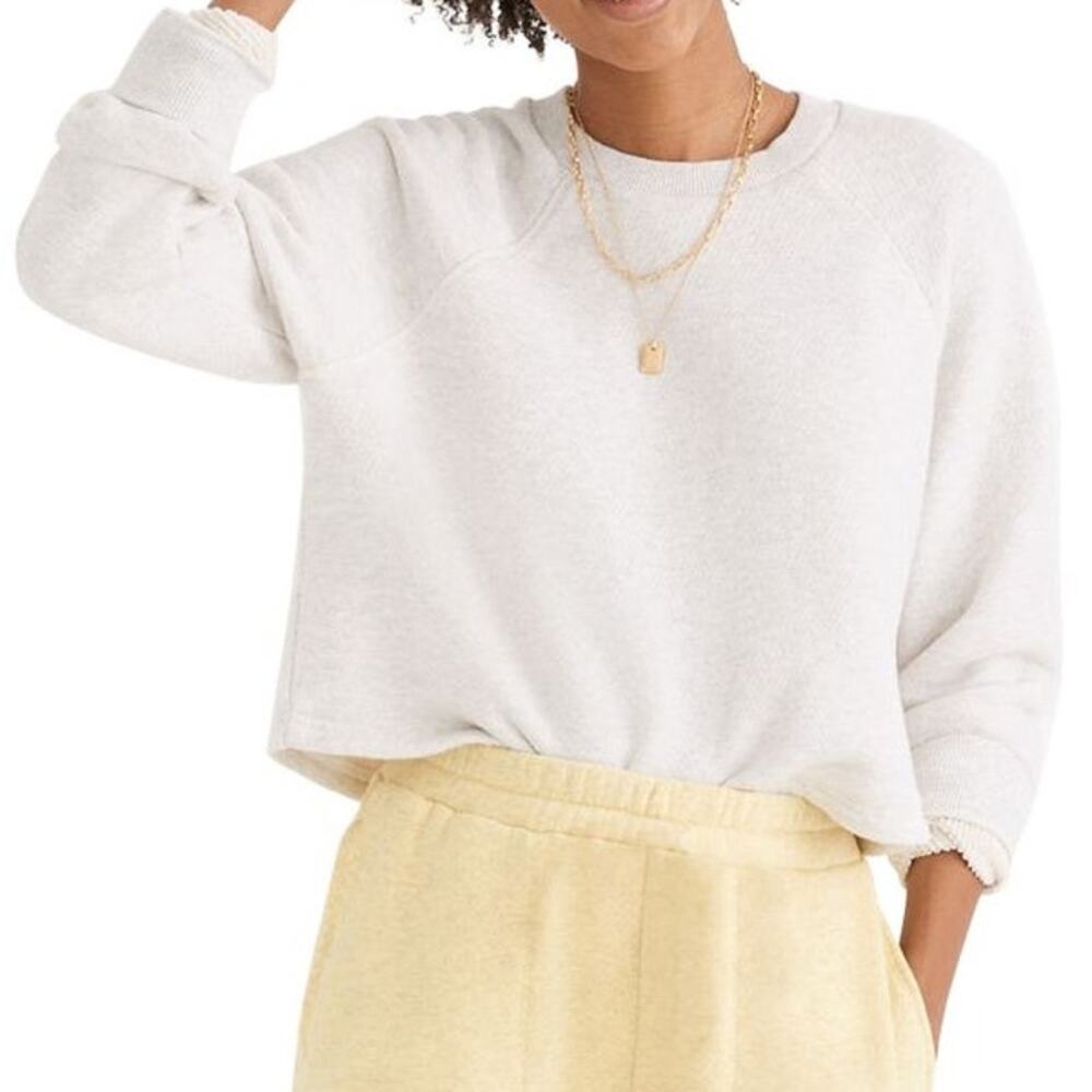 Madewell Airy Terry Sweatshirt Tie Dye Raglan Oversized Crew White Gray XXS